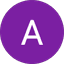 White capital letter A centered on a solid purple circle background.