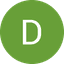 White letter D centered on a solid green circular background.