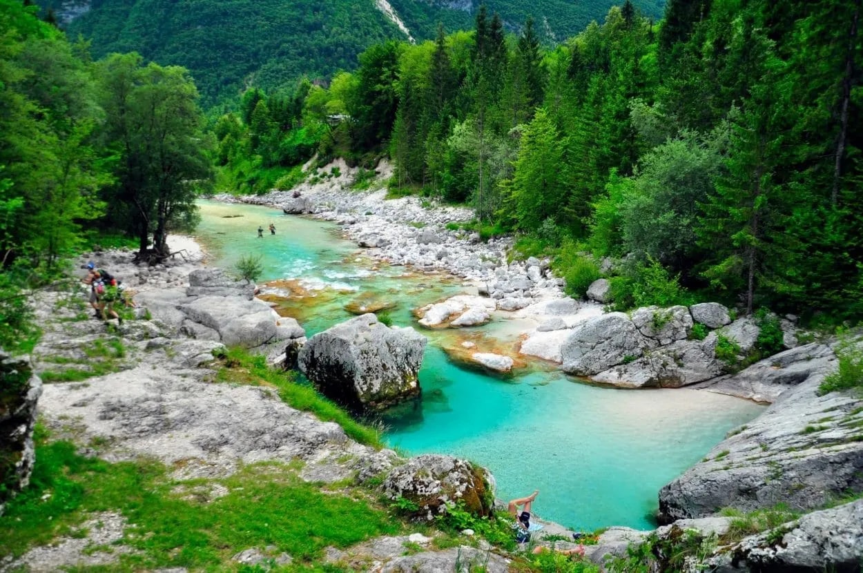 Chilling by the Soča river