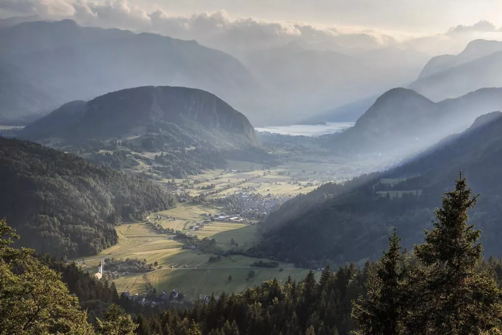 Aerial view of Bohinj valley