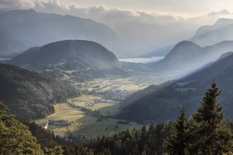 Aerial view of Bohinj valley