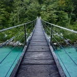 Bridge over Soca river in Triglav National Park, Slovenia