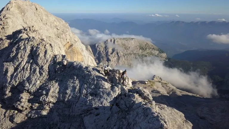 Climbing on the Ridge with Planika below