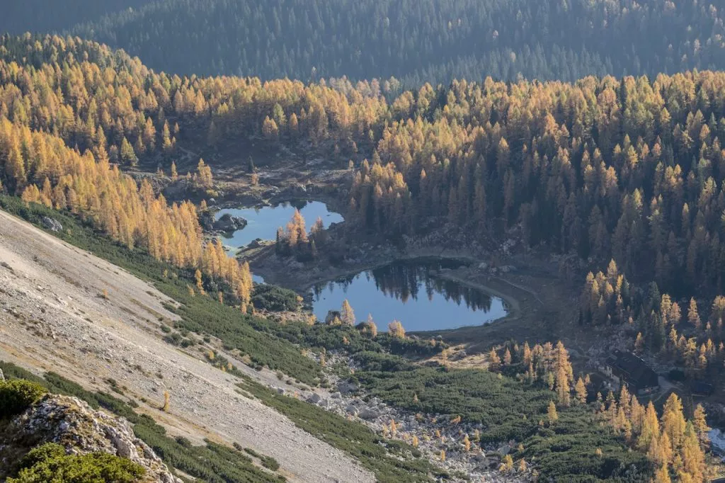 Double lake and the hut from above