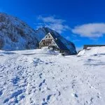 Kredarica hut and a small chapel below Triglav