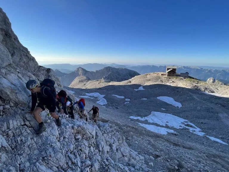 leaving the planika hut towards the summit