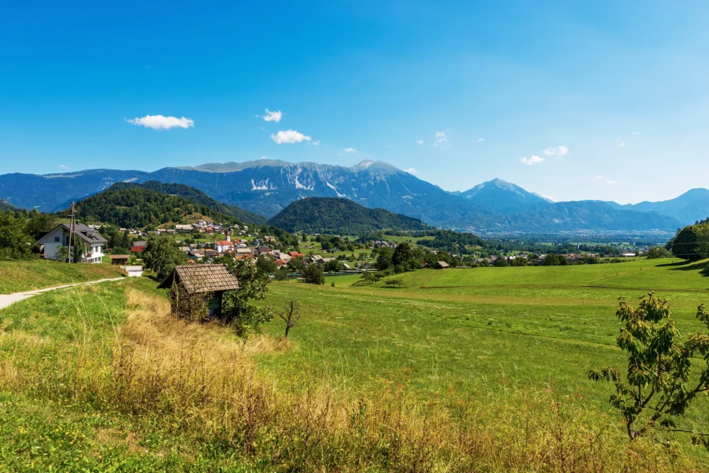Rural Landscape and Alps in Upper Carniola