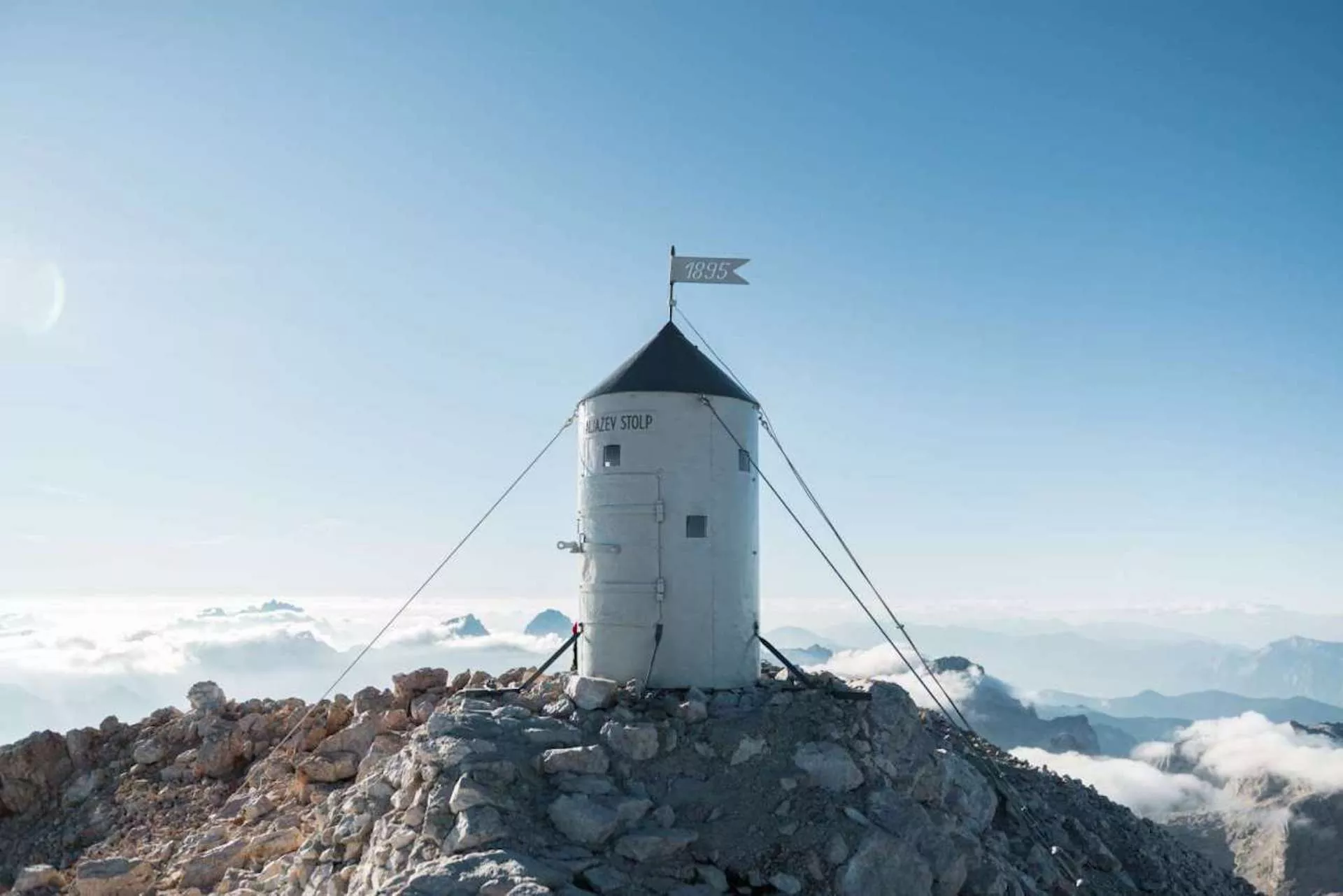 The Aljaž Tower on top of Triglav