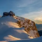 Triglav lodge Kredarica on winter morning