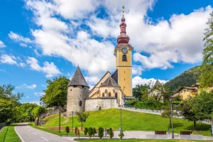 View at the Church of Saint Peter and Paul in Tarvisio