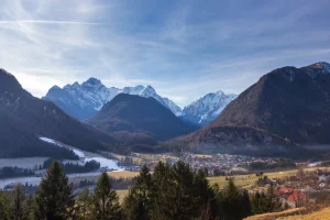 View from Dovje toward Mojstrana