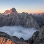 View of the Triglav north face from above Kriški Podi